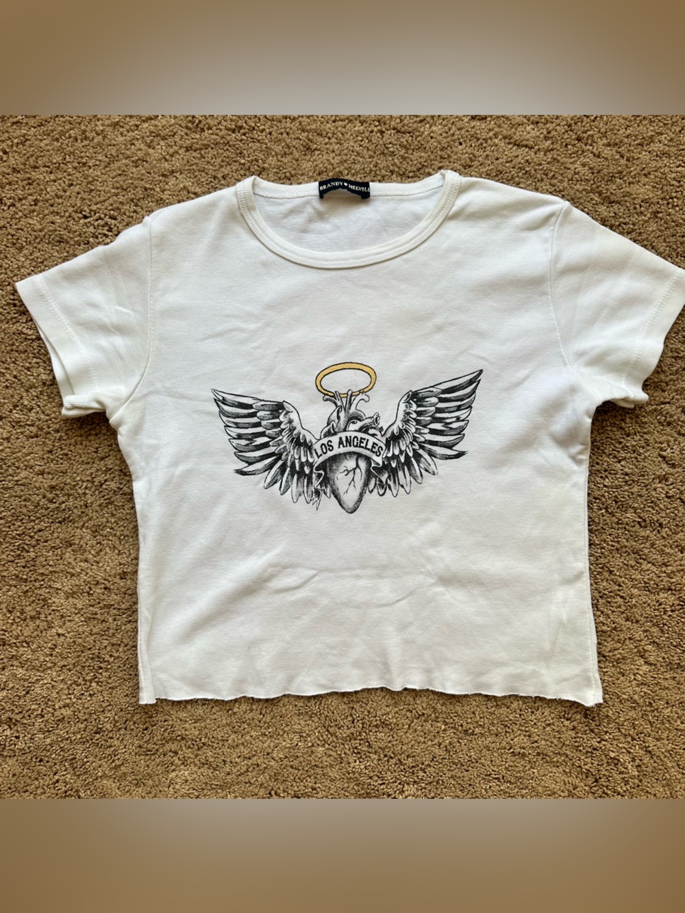 Brandy Melville Top Bundle quarter length sleeve striped tee and a white baby T - Picture 2 of 3